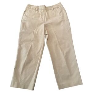 Talbots Petite Stretch Khaki Straight‎ Leg Crop Pants Size 8P Classic